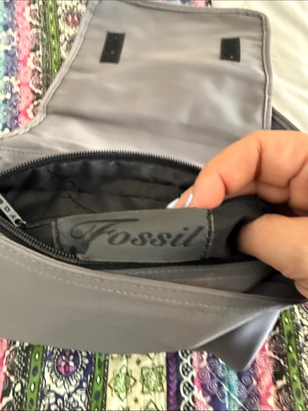 Fossil Light Gray Men's Crossbody Messenger Bag